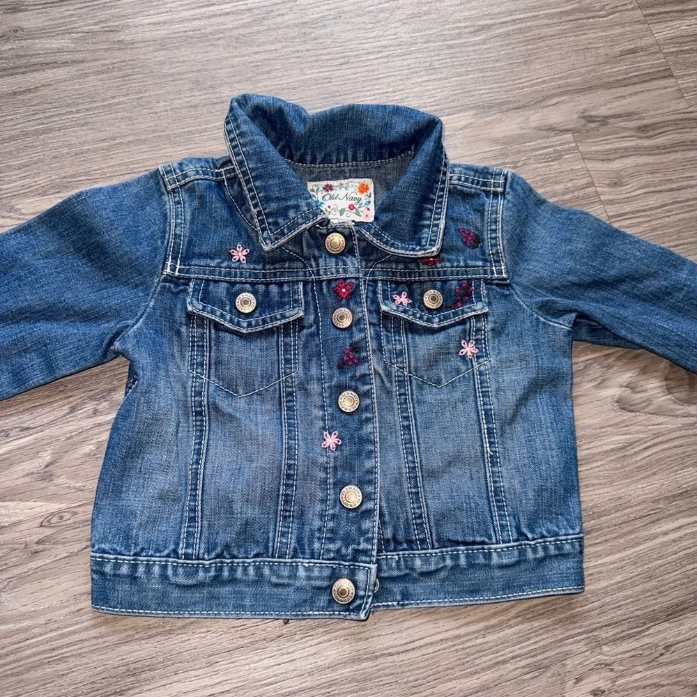 Old Navy Kids Blue Denim Jacket with Embroidery